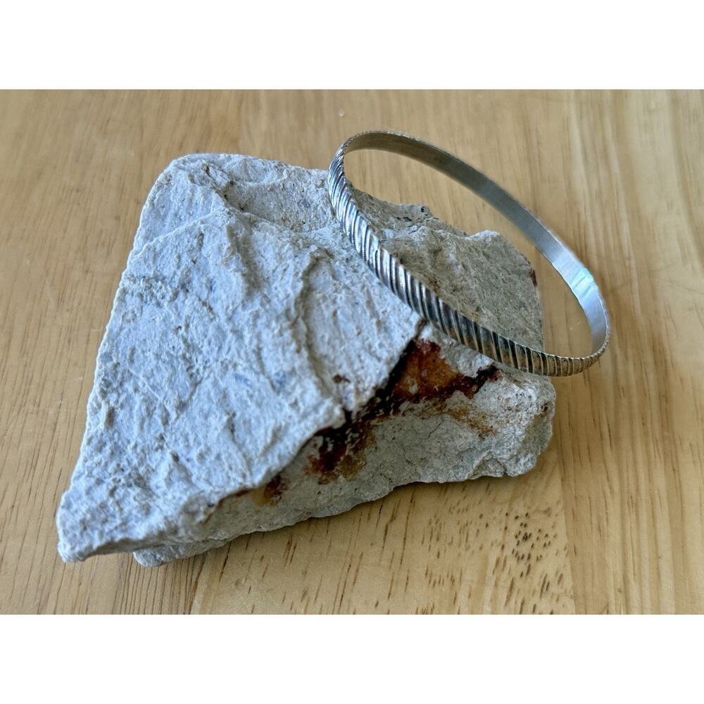 Vintage 925 Sterling Silver Flat Twist‎ Rope Bangle Bracelet EUC